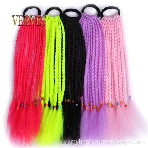 10 Piece Synthetic Hair Ties Gradient Crochet Braid 12 inch Colorful Hair-Ring Braid Ponytail Braided Drawstring Ponytail